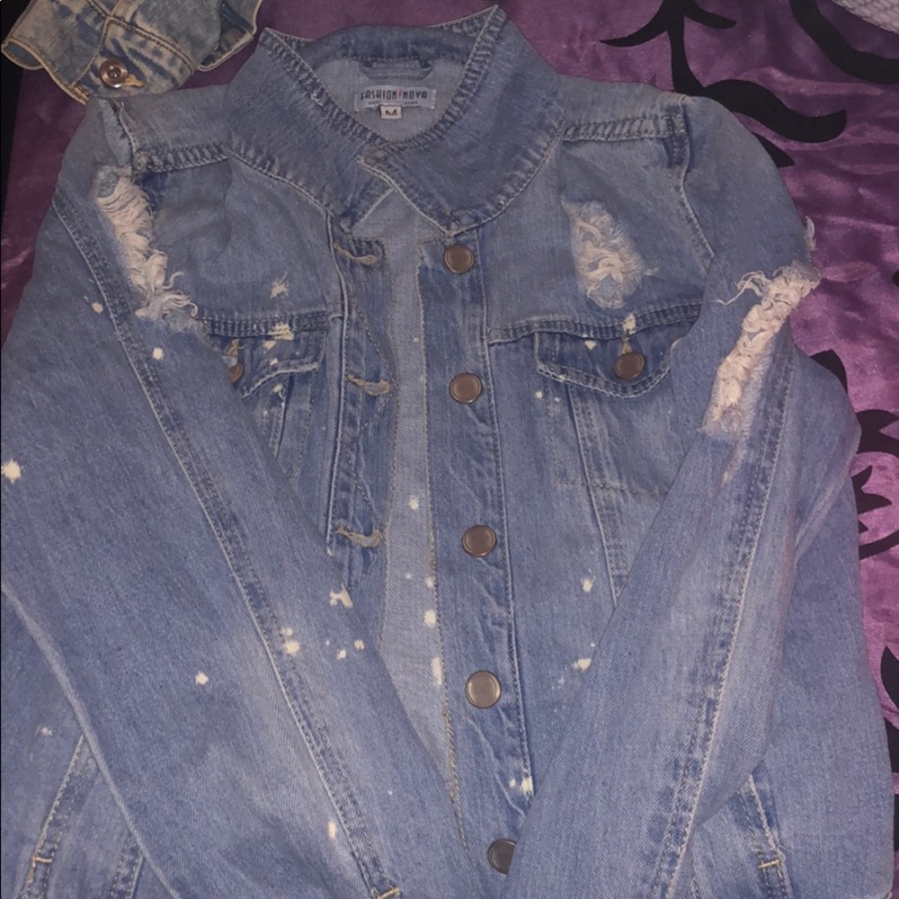Fashion Nova ripped crop denim jacket